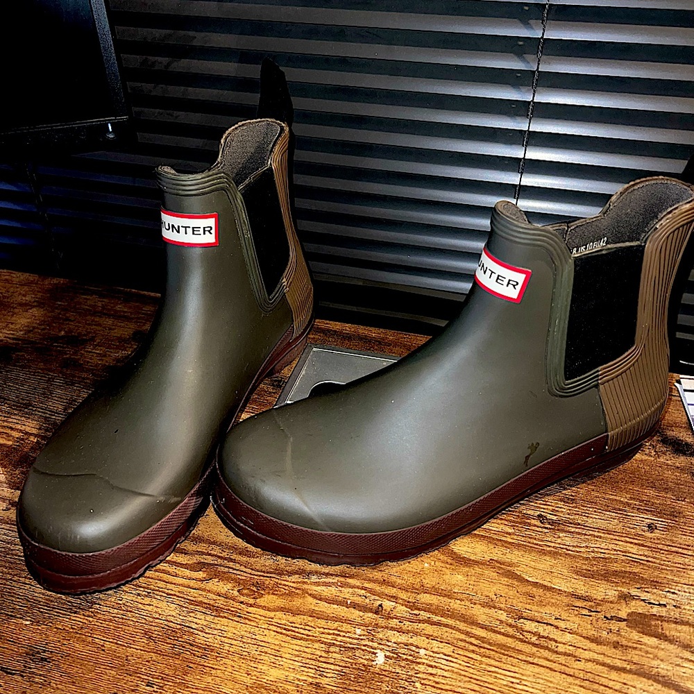 Hunter Boots : Green Tan Brown